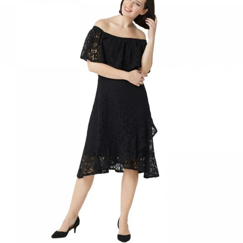 Isaac Mizrahi off shoulder lace dress L